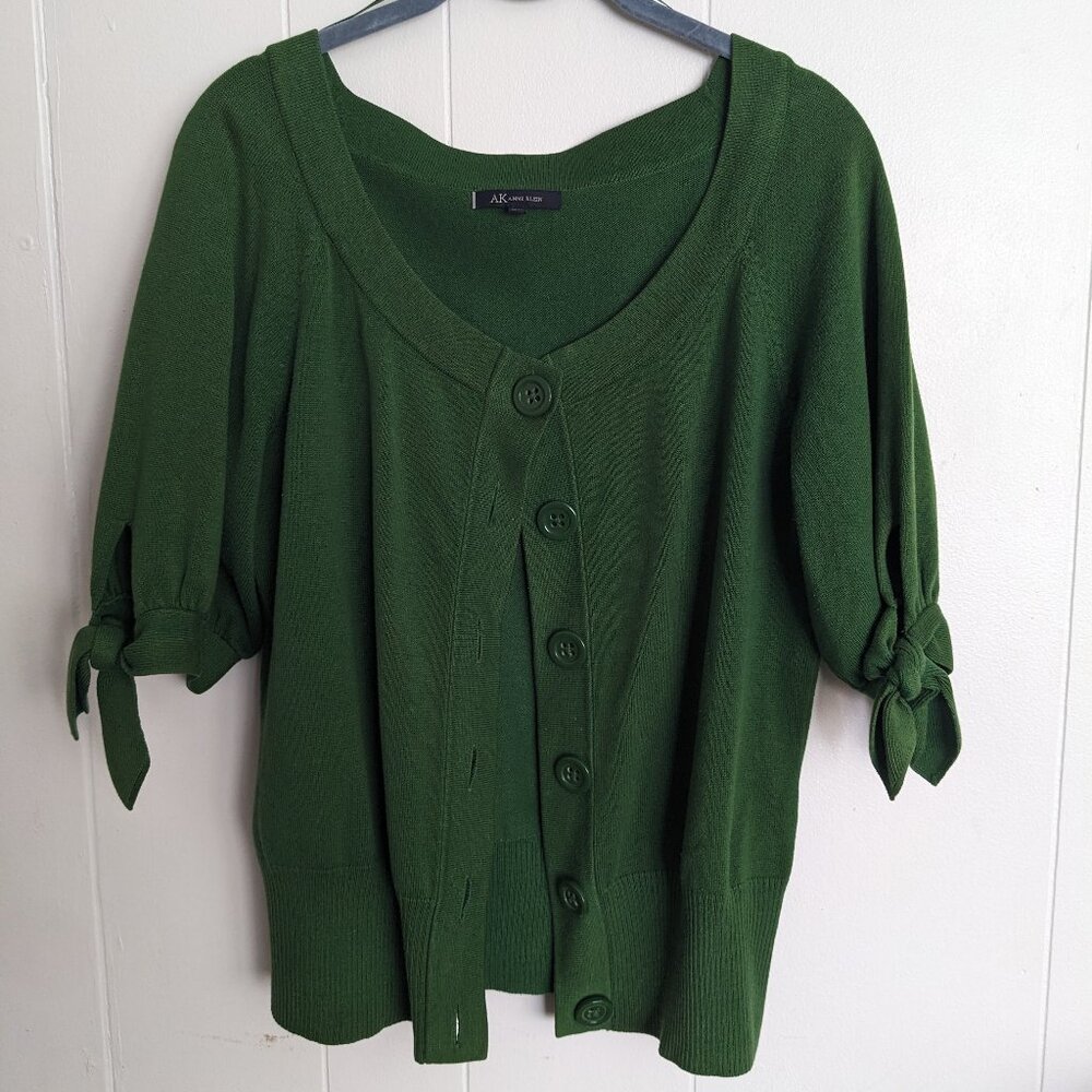 Anne Klein Green Half Sleeve Knit Cardigan